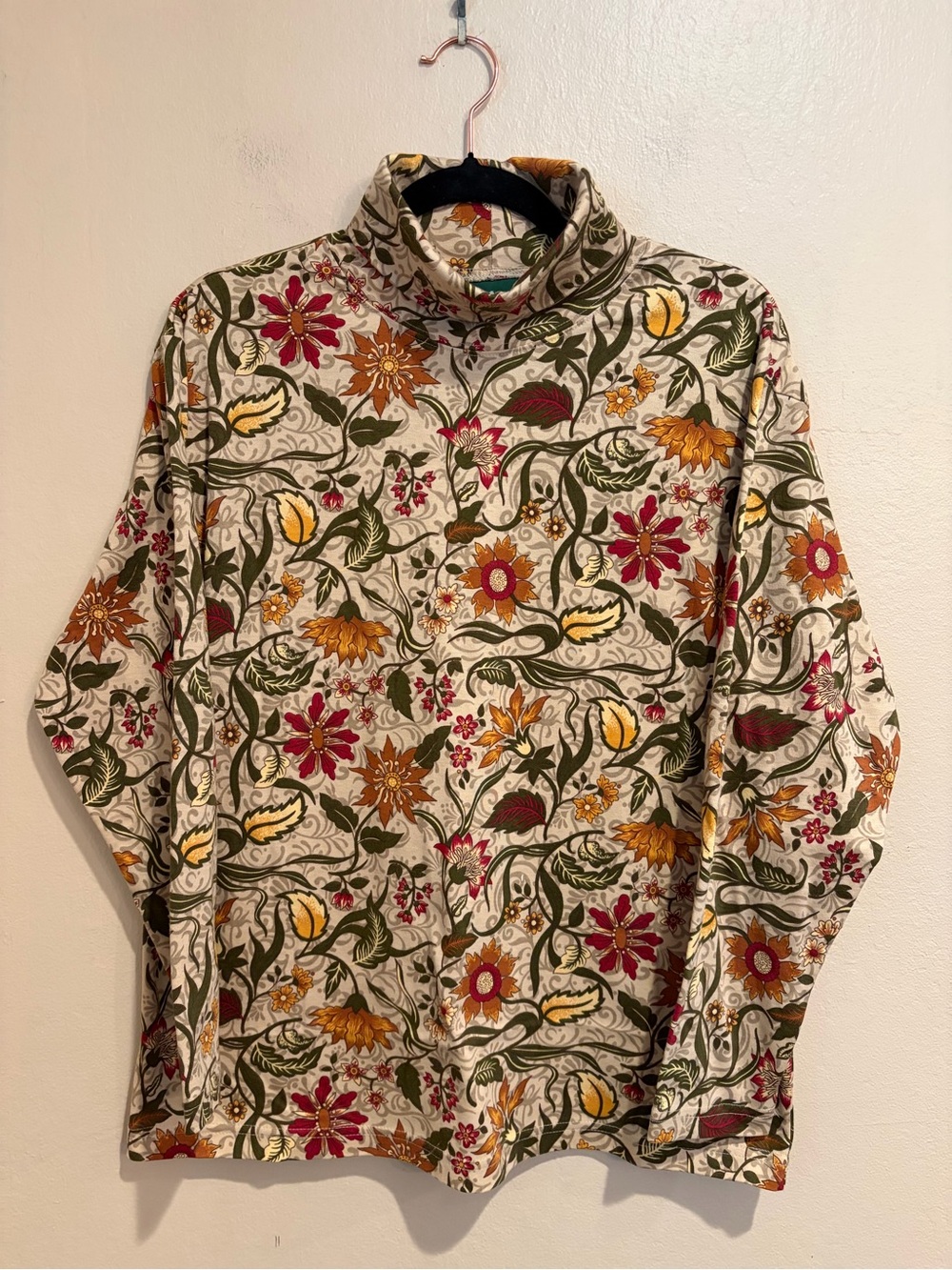 Hunt Club Fall Foliage 100% Cotton Turtleneck, Autumn Whimsy, Size XL